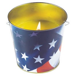 Citronella Candle, USA Flag Metal Bucket, 16-oz.