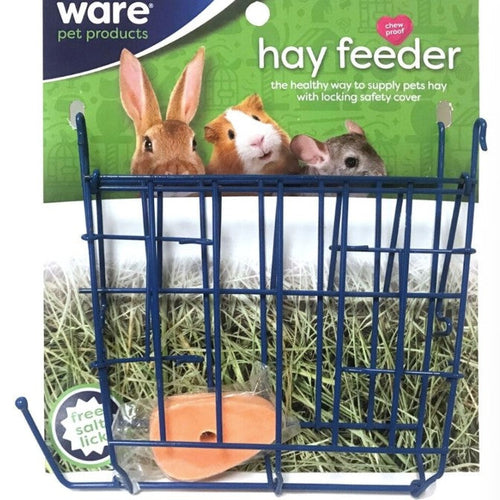 HAY FEEDER - WIRE RACK WITH FREE SALT LICK (8.75X2X9.5 INCH, ASSORTED)